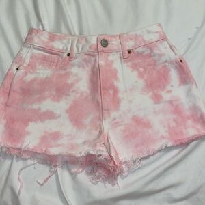 Pacsun pink tie-diy shorts, high rise festival fit, size 24